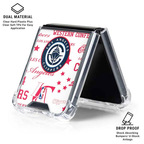 NBA Los Angeles Clippers Blast Logos Galaxy Z Flip6 Clear Case